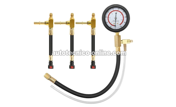 Dónde Conectar El Manómetro En Vehículos Sin La Válvula Schrader. Cómo Probar La Bomba De Combustible (1994, 2000, 2001, 2002, 2003, 2004, 2005 2.0L SOHC Dodge y Plymouth Neon)