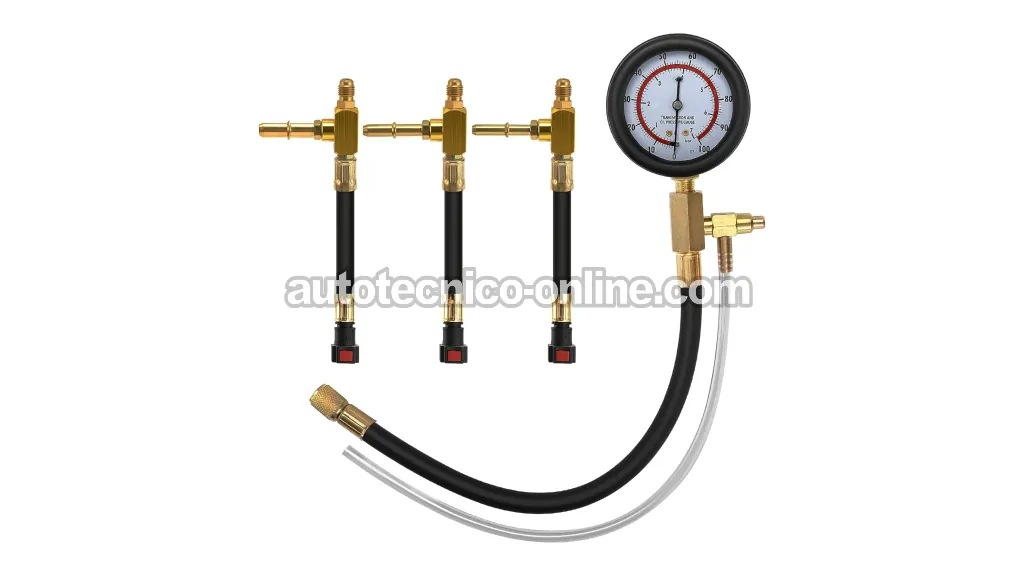 Punto De Conexión Del Medidor De Presión De Combustible. Cómo Probar La Bomba De Combustible (1995, 1996, 1997, 1998, 1999, 2000 2.0L Dodge Stratus y Plymouth Breeze)