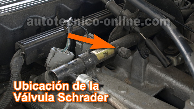 Fuel Pressure Gauge Schrader Valve Location. Cómo Probar La Bomba De Combustible (4.0L Jeep Grand Cherokee, Comanche, Cherokee, Wagoneer, Wrangler)