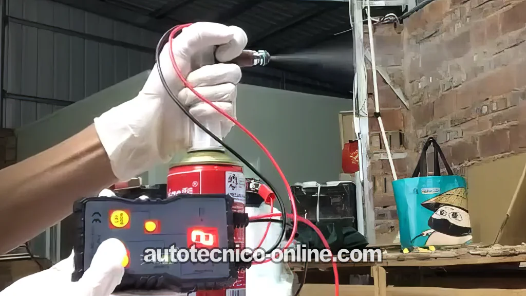 Verificando Si El Inyector Está Obstruido. Prueba Del Patrón De Rociado Del Inyector (1990, 1991, 1992, 1993, 1994, 1995, 1996, 1997, 1998, 1999, 2000, 2001, 2002, 2003, 2004, 2005, 2006, 2007 3.0L V6 Ford Taurus, Mercury Sable)
